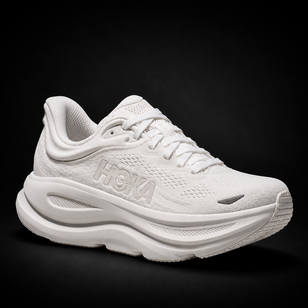 Hoka Bondi 9 White, vista frontal — Crazy!Duck Hype