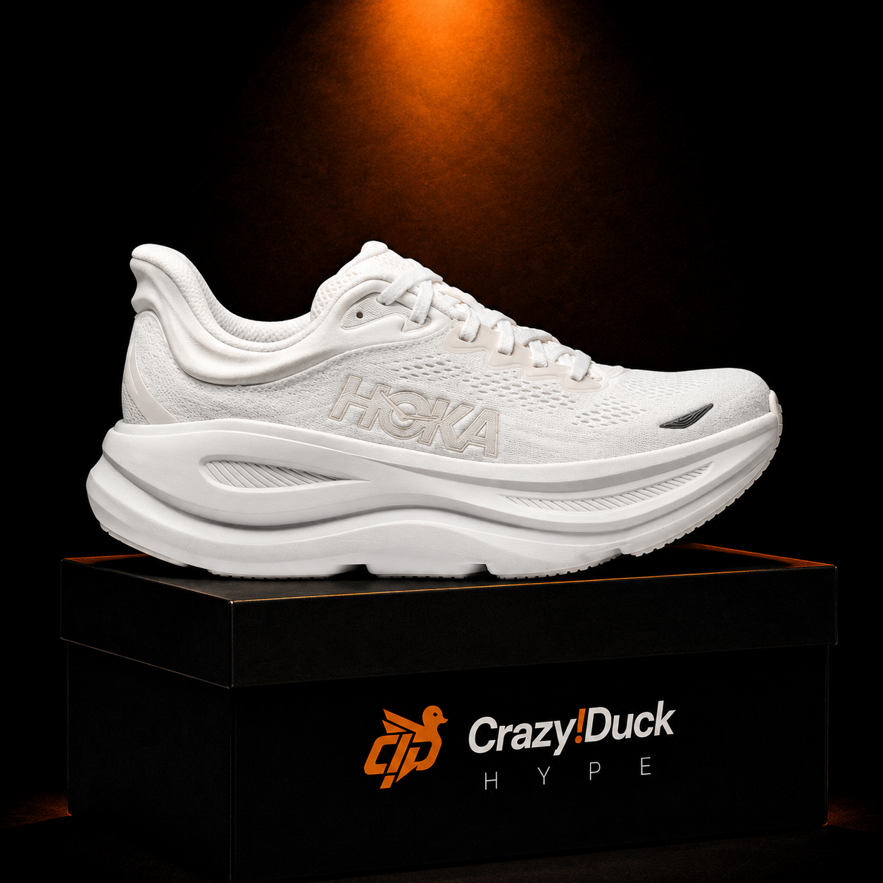 Hoka Bondi 9 White con empaque — Crazy!Duck Hype