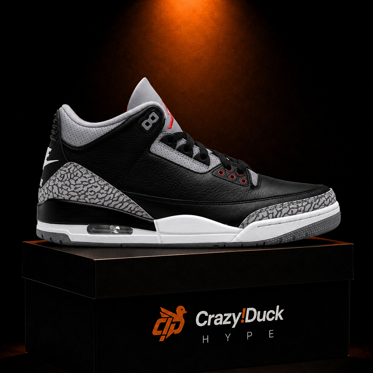 Jordan 3 Retro Black Cement con empaque — Crazy!Duck Hype