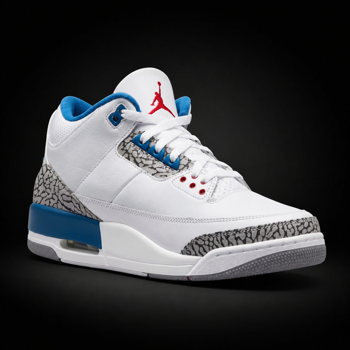Jordan 3 Retro Royal Blue, vista frontal — Crazy!Duck Hype