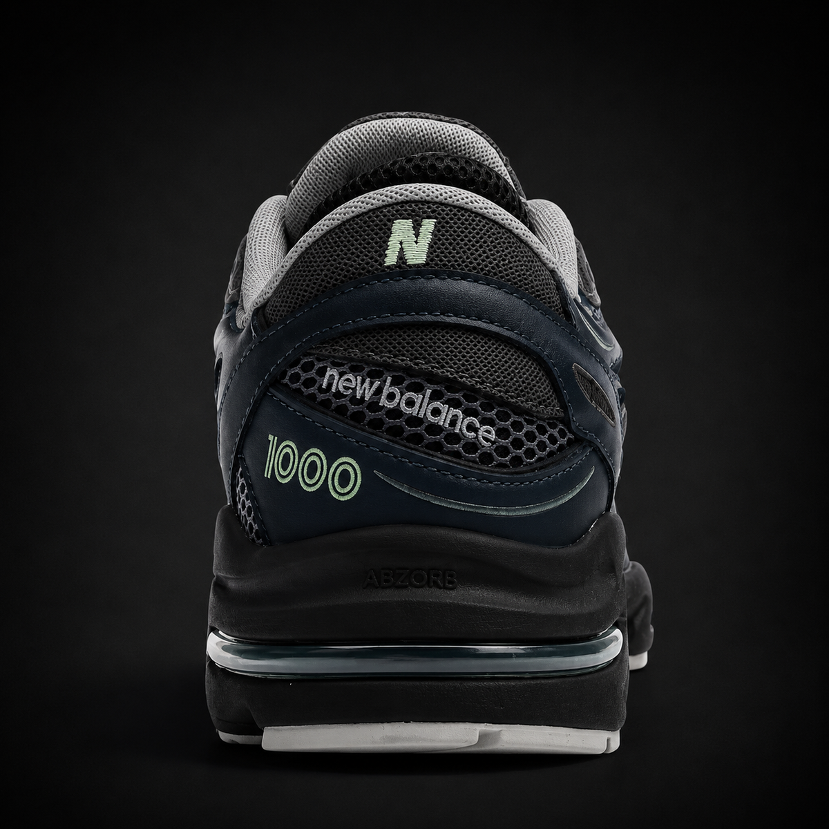 New Balance 1000 Deep Ocean Metallic Silver, vista trasera — Crazy!Duck Hype
