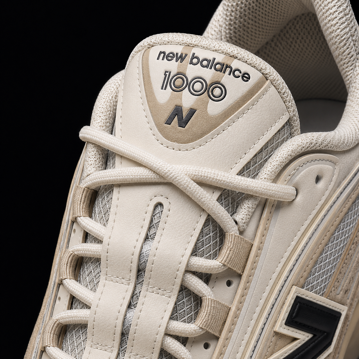 New Balance 1000 Incense Black, detalle de agujetas — Crazy!Duck Hype