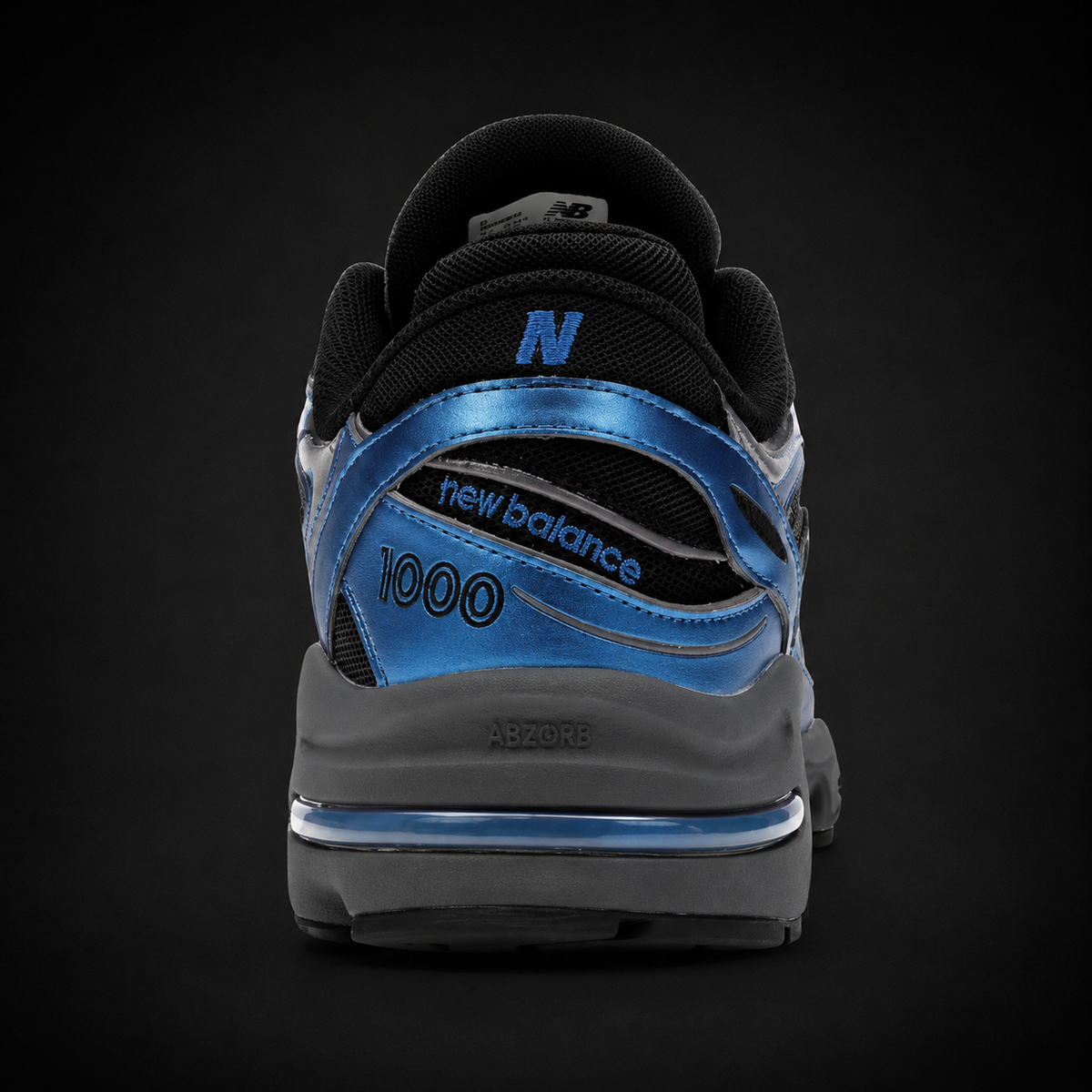New Balance 1000 Metallic Blue, vista trasera — Crazy!Duck Hype