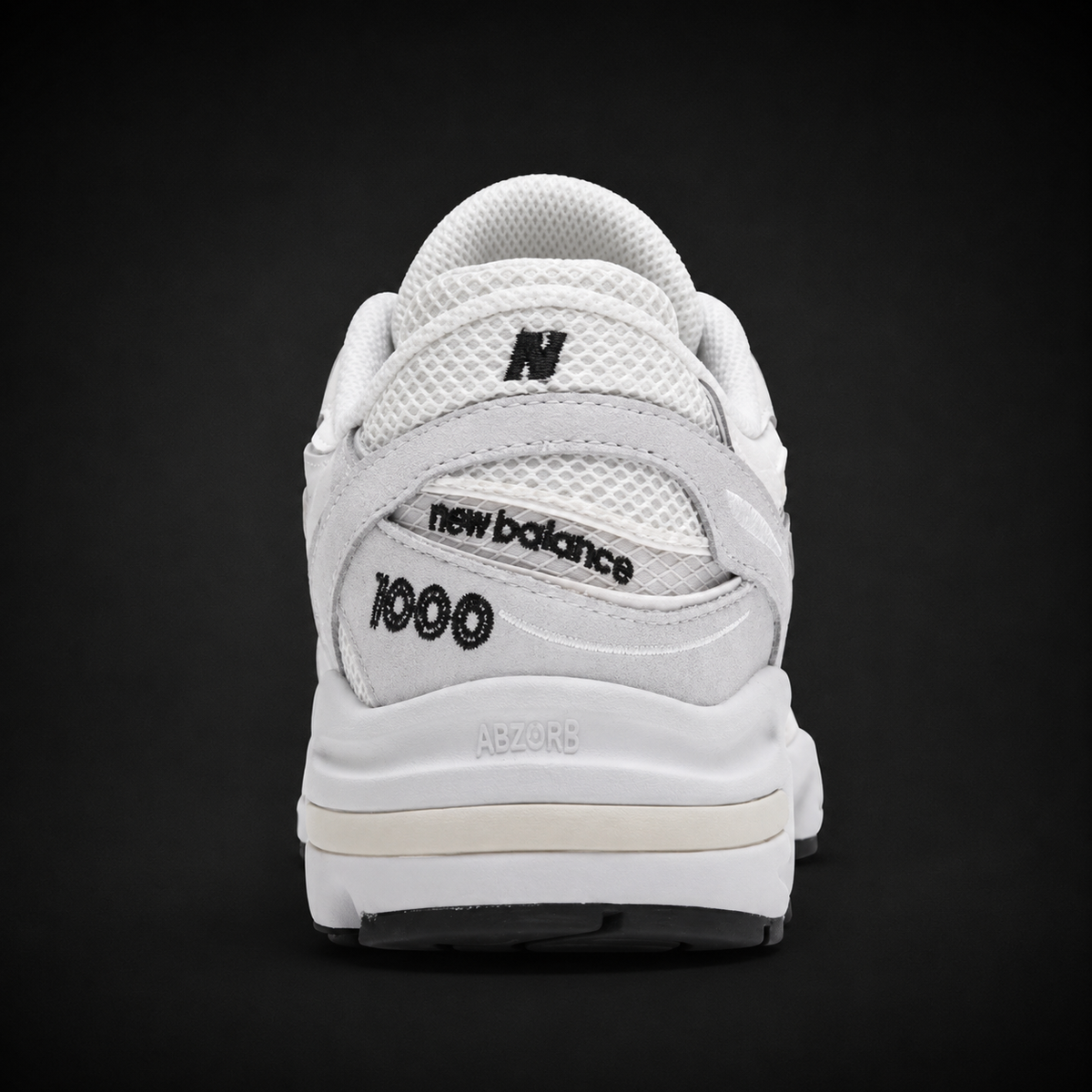 New Balance 1000 Pearl Grey Black, vista trasera — Crazy!Duck Hype