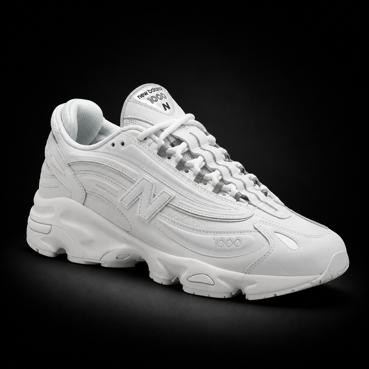 New Balance 1000 White, vista frontal — Crazy!Duck Hype