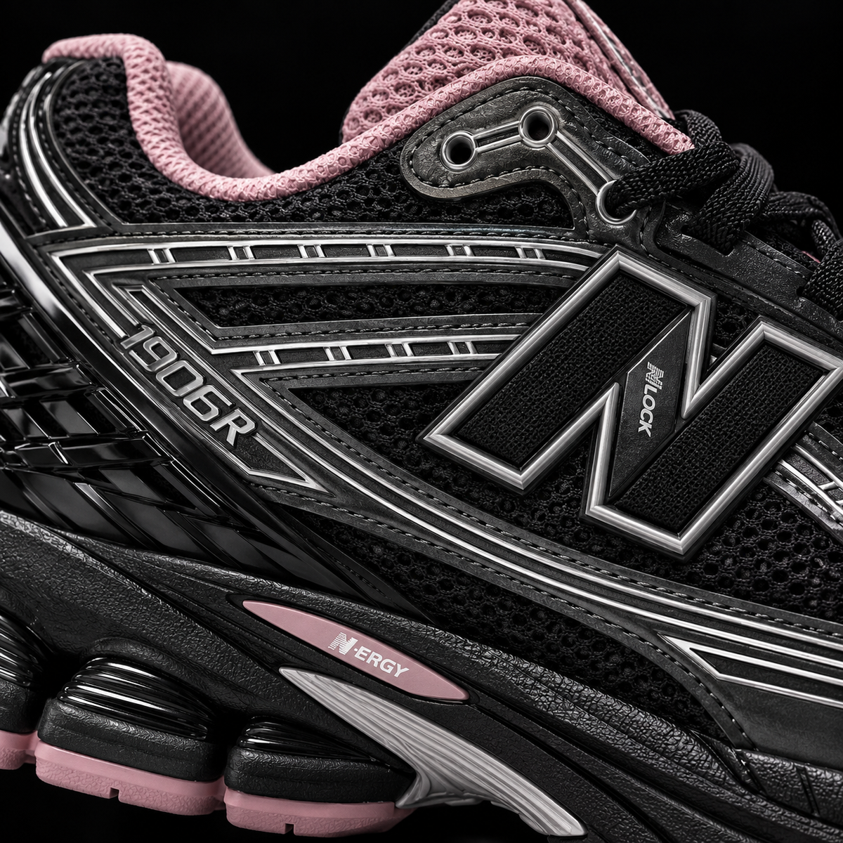 New Balance 1906R Eclipse Pink Taffy, detalle de logo y material — Crazy!Duck Hype