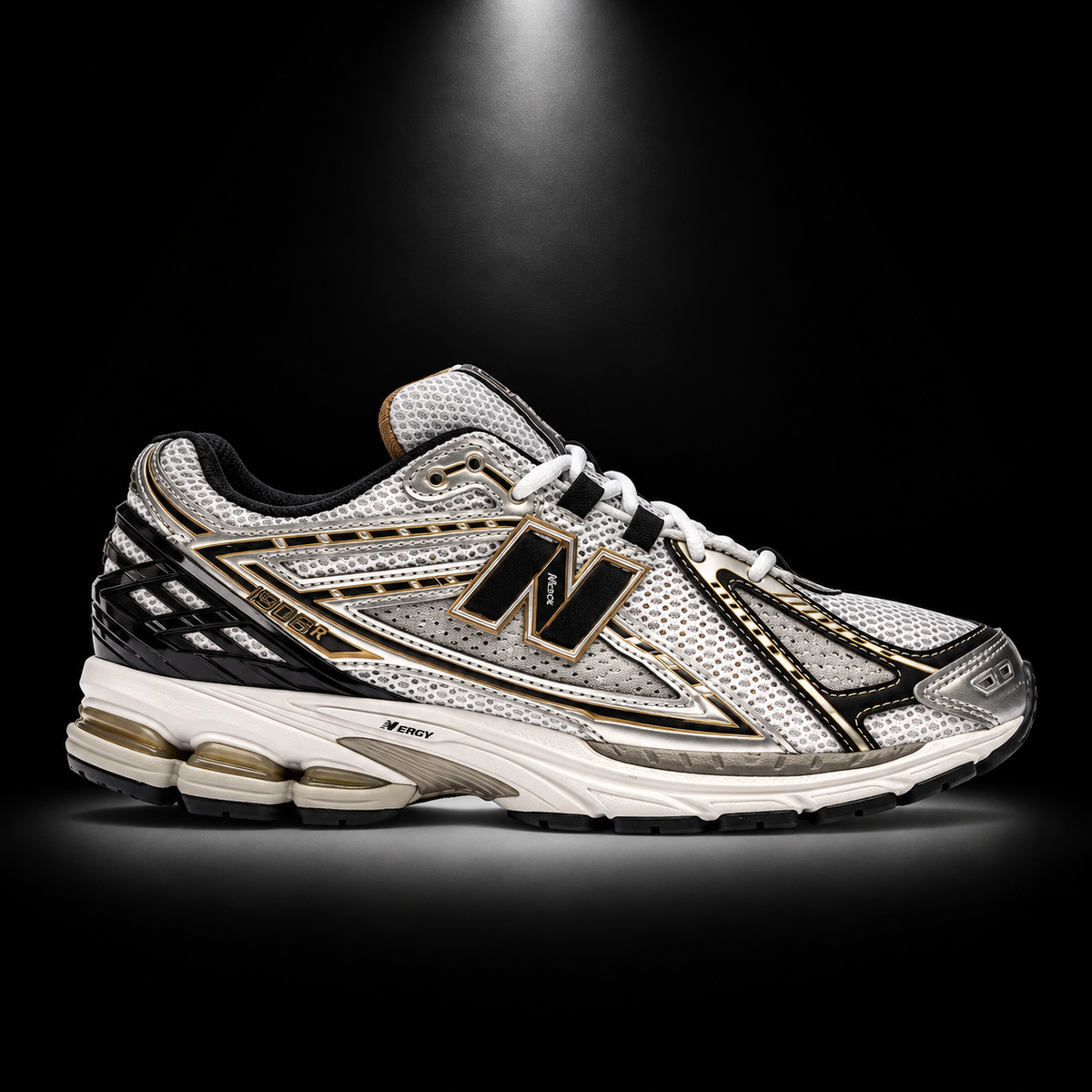 New Balance 1906R Metallic Silver Gold, vista lateral — Crazy!Duck Hype