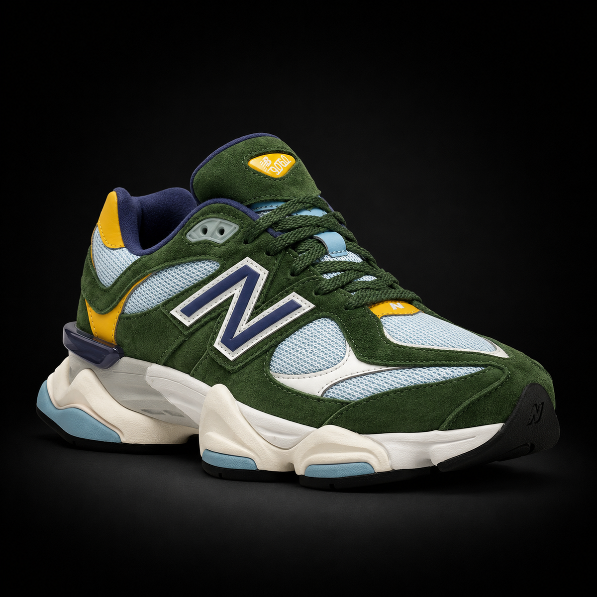 New Balance 9060 Alpine Green, vista frontal — Crazy!Duck Hype
