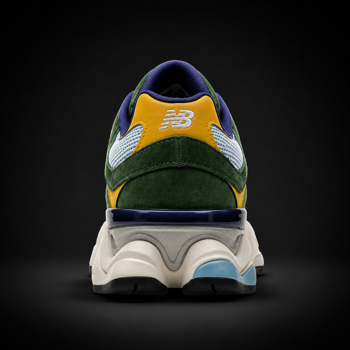 New Balance 9060 Alpine Green, vista trasera — Crazy!Duck Hype