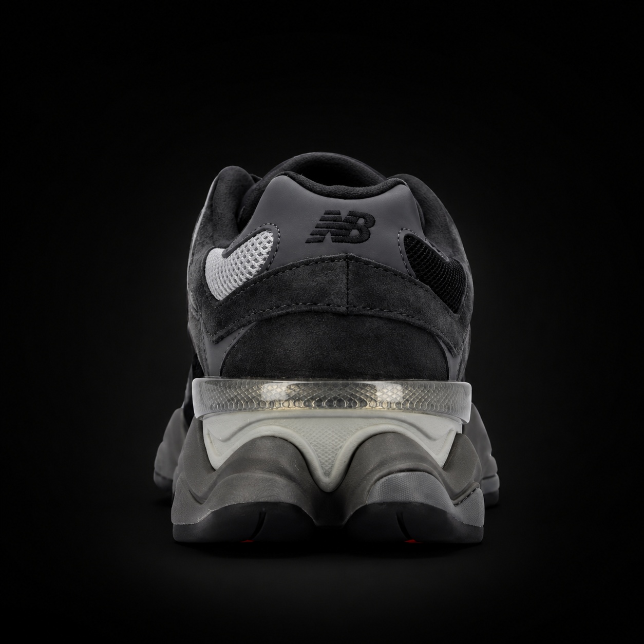 New Balance 9060 Black Castlerock, vista trasera — Crazy!Duck Hype