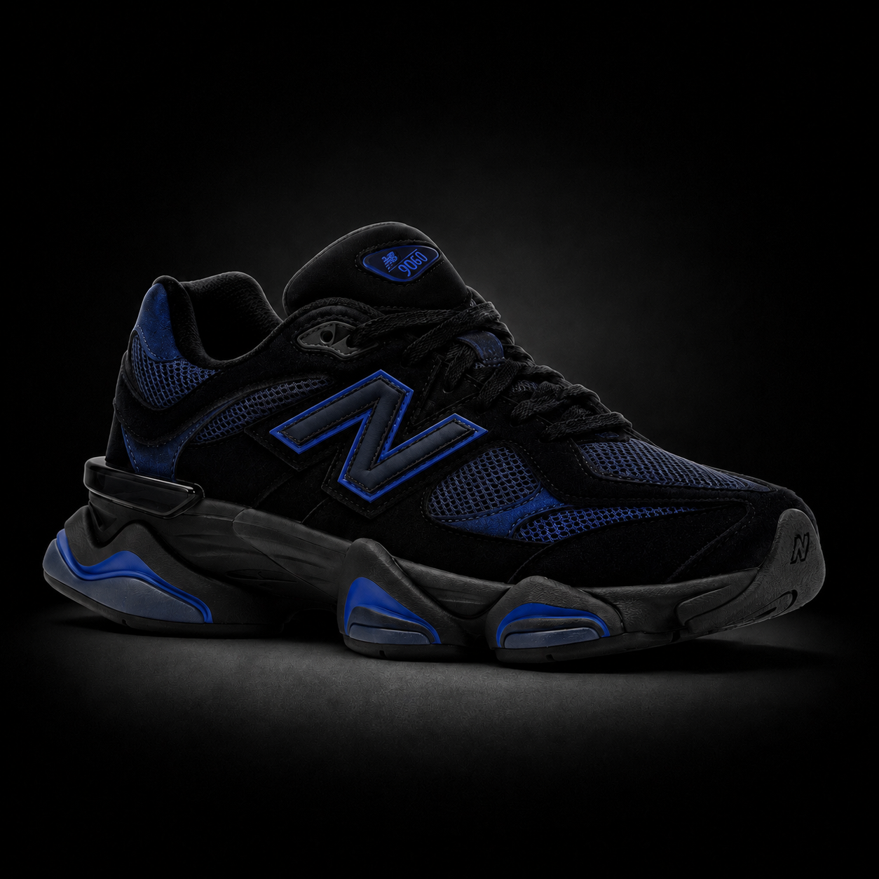 New Balance 9060 Black Indigo, vista frontal — Crazy!Duck Hype