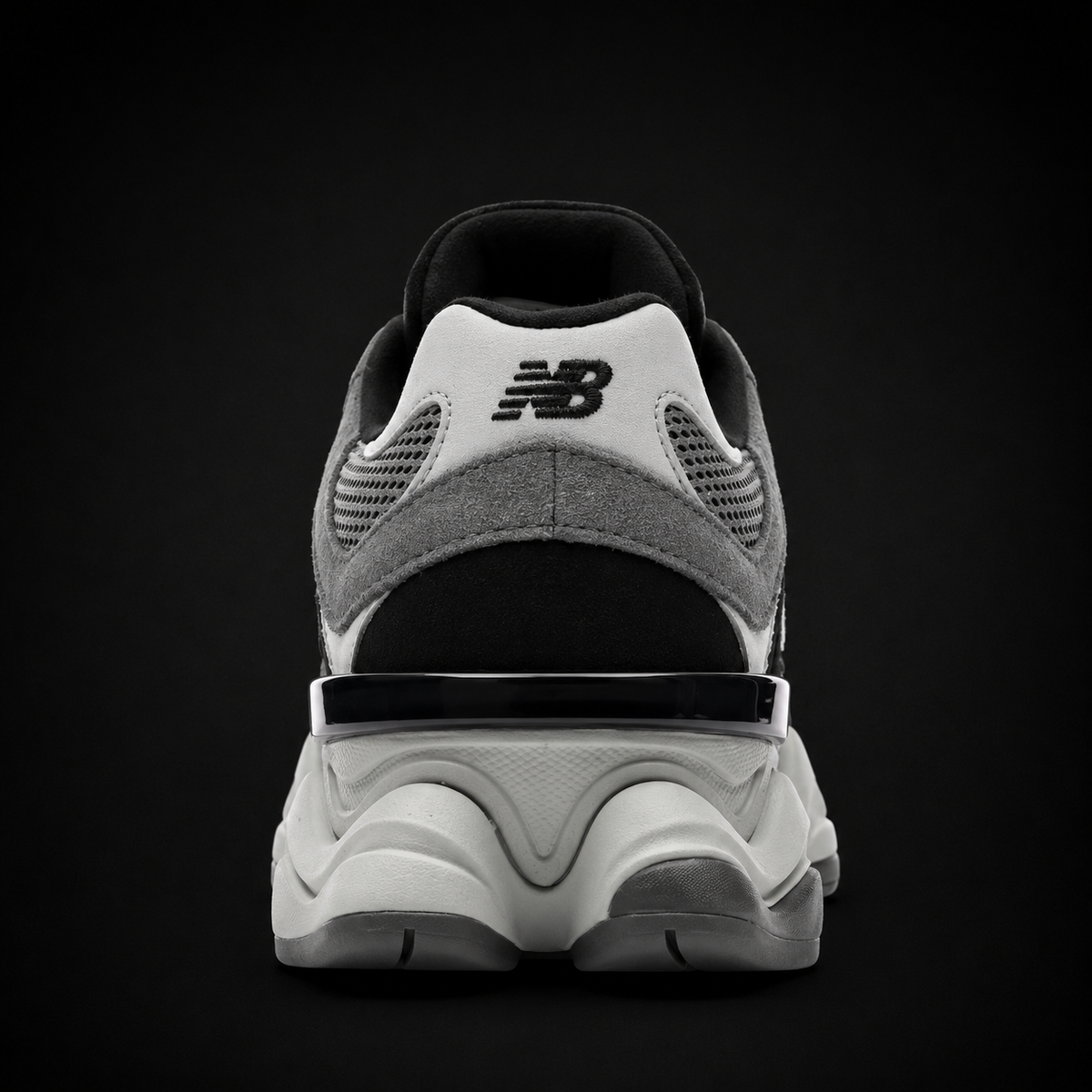 New Balance 9060 Castlerock Black, vista trasera — Crazy!Duck Hype