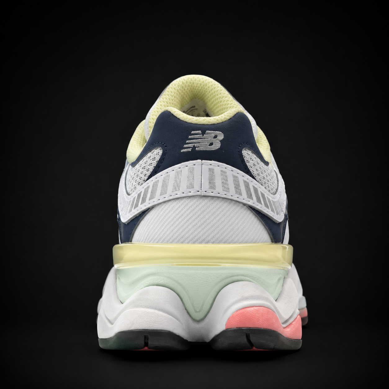 New Balance 9060 Grey Yellow Navy, vista trasera — Crazy!Duck Hype
