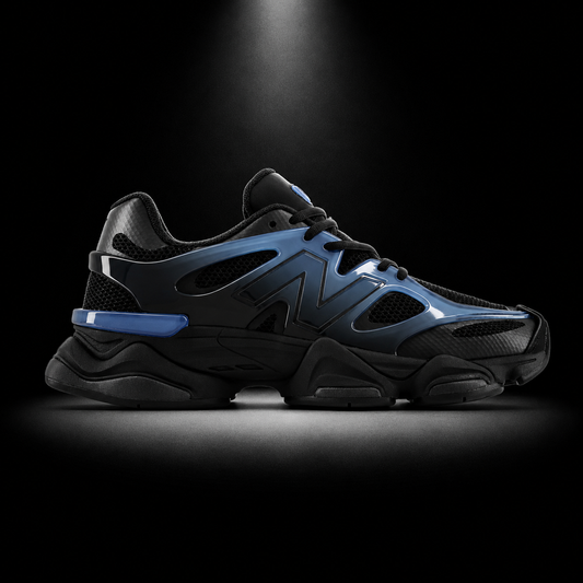 New Balance 9060 Navy Blue Black Gradient, vista lateral — Crazy!Duck Hype