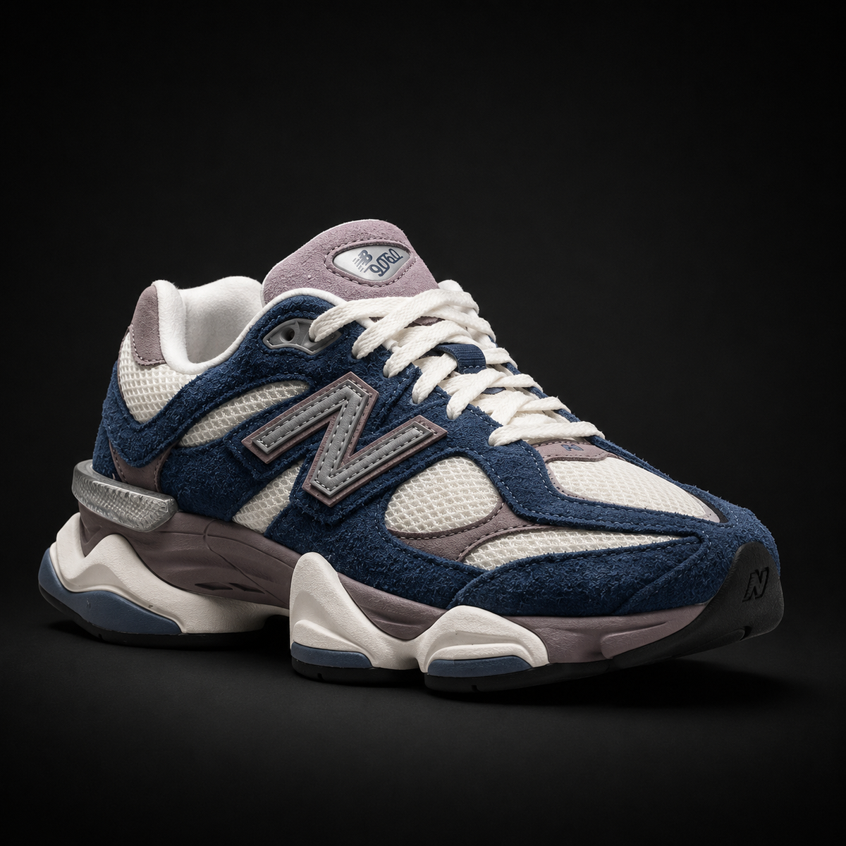 New Balance 9060 Navy Ice Wine, vista frontal — Crazy!Duck Hype