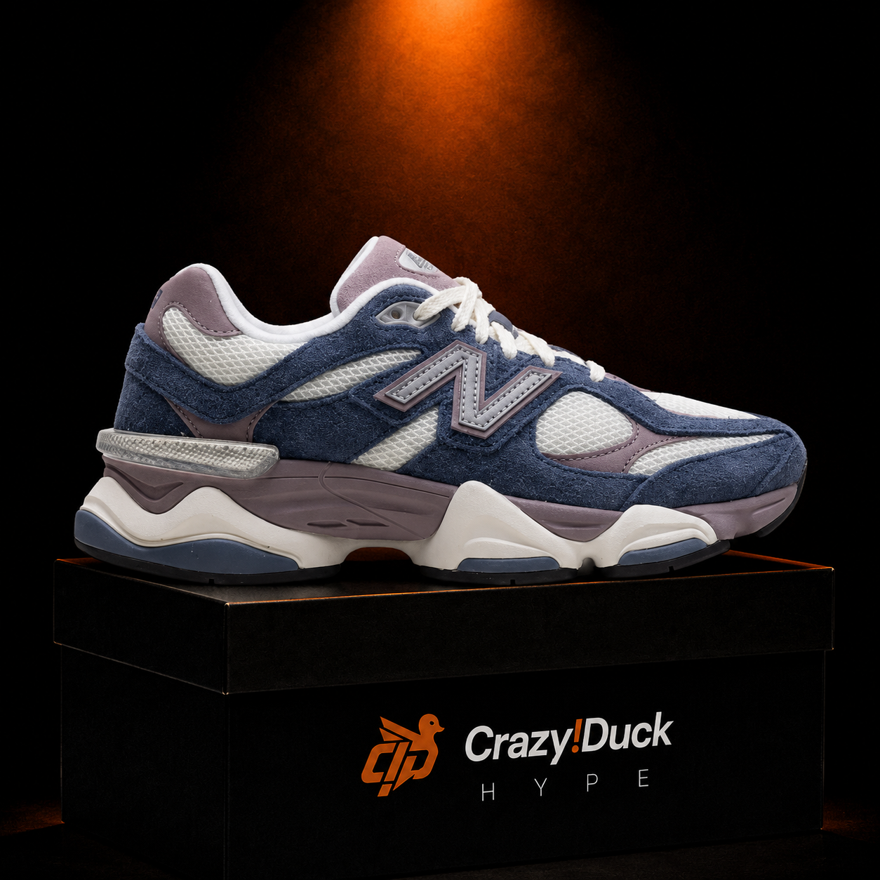 New Balance 9060 Navy Ice Wine con empaque — Crazy!Duck Hype