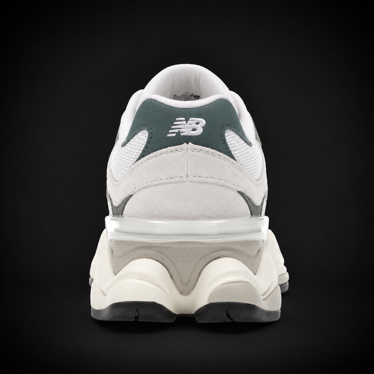 New Balance 9060 Off White Green, vista trasera — Crazy!Duck Hype