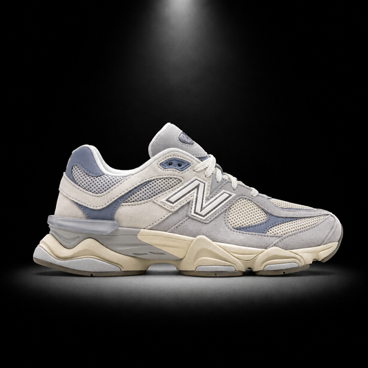 New Balance 9060 Pearl Grey Linen, vista lateral — Crazy!Duck Hype