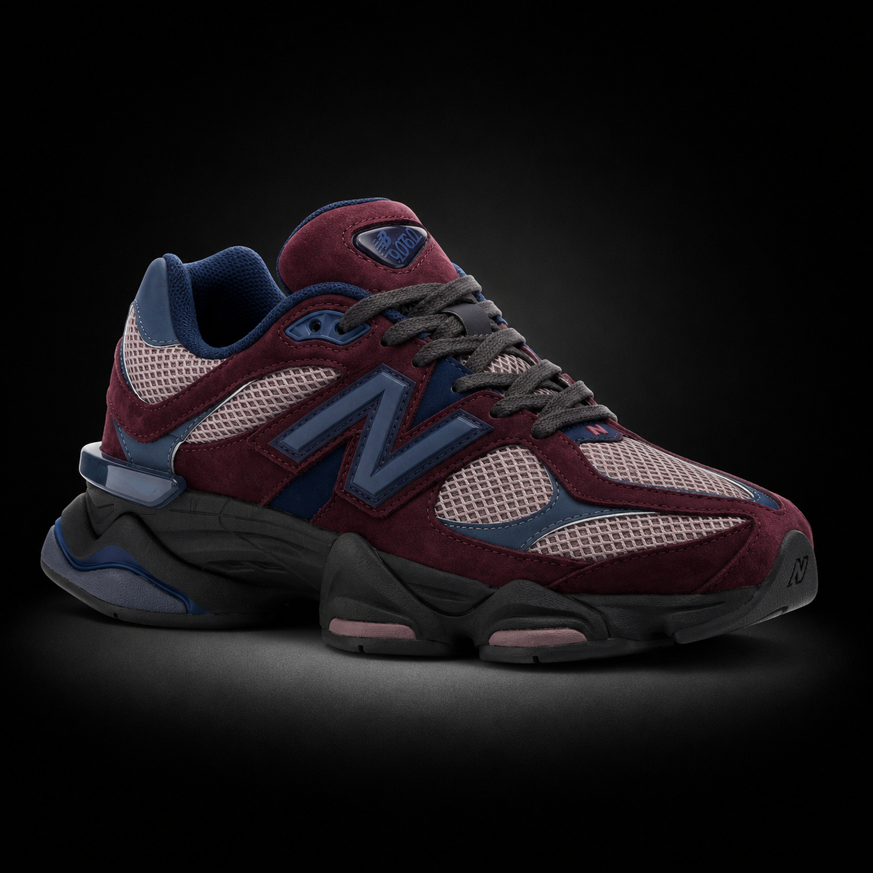 New Balance 9060 Plum Brown Ice Wine, vista frontal — Crazy!Duck Hype