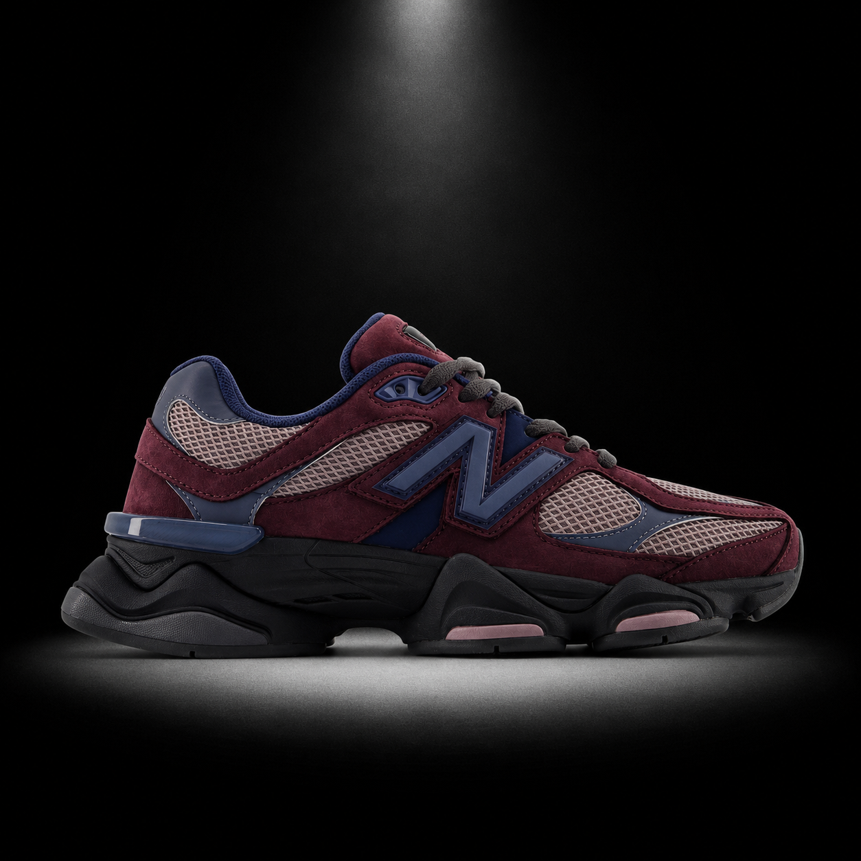 New Balance 9060 Plum Brown Ice Wine, vista lateral — Crazy!Duck Hype