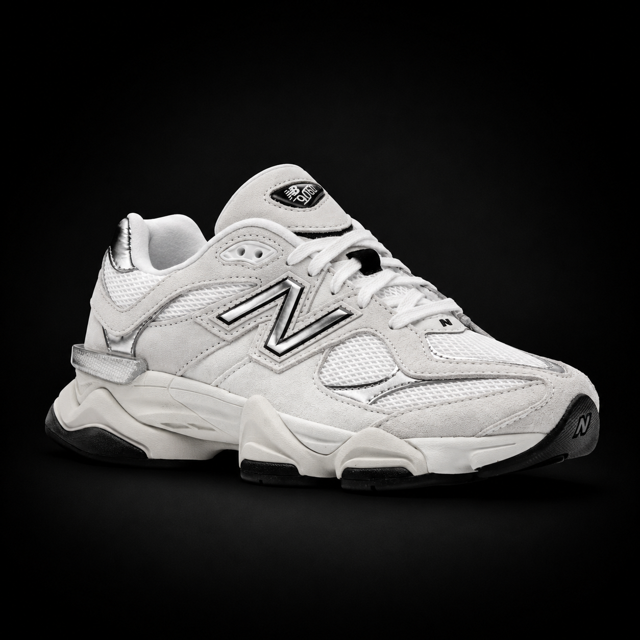 New Balance 9060 White Grey, vista frontal — Crazy!Duck Hype