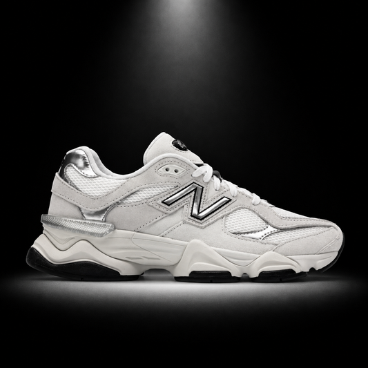 New Balance 9060 White Grey, vista lateral — Crazy!Duck Hype