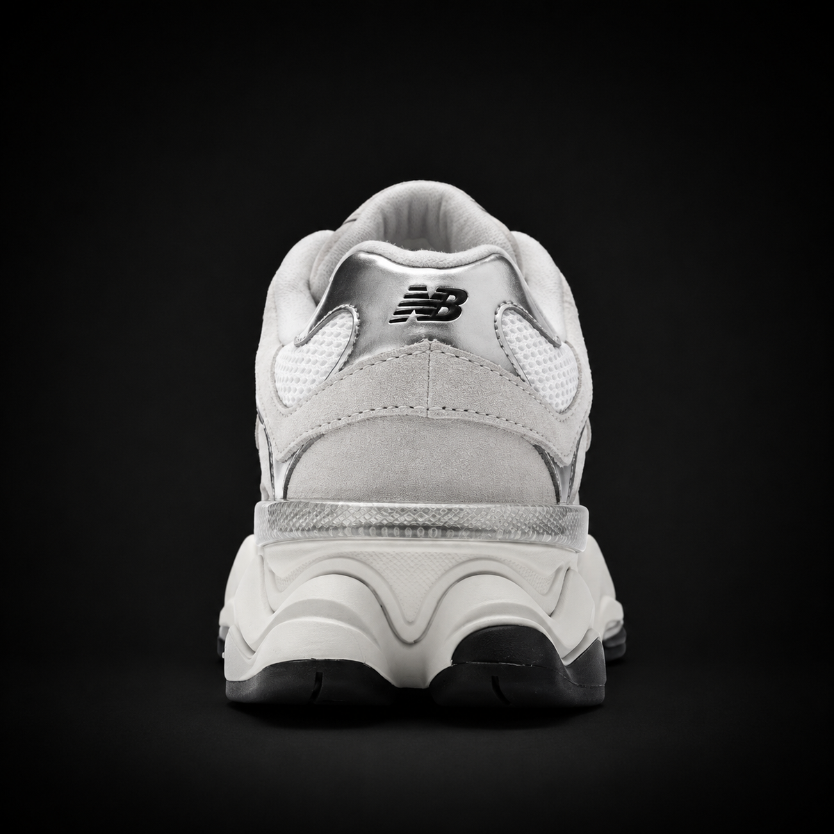New Balance 9060 White Grey, vista trasera — Crazy!Duck Hype