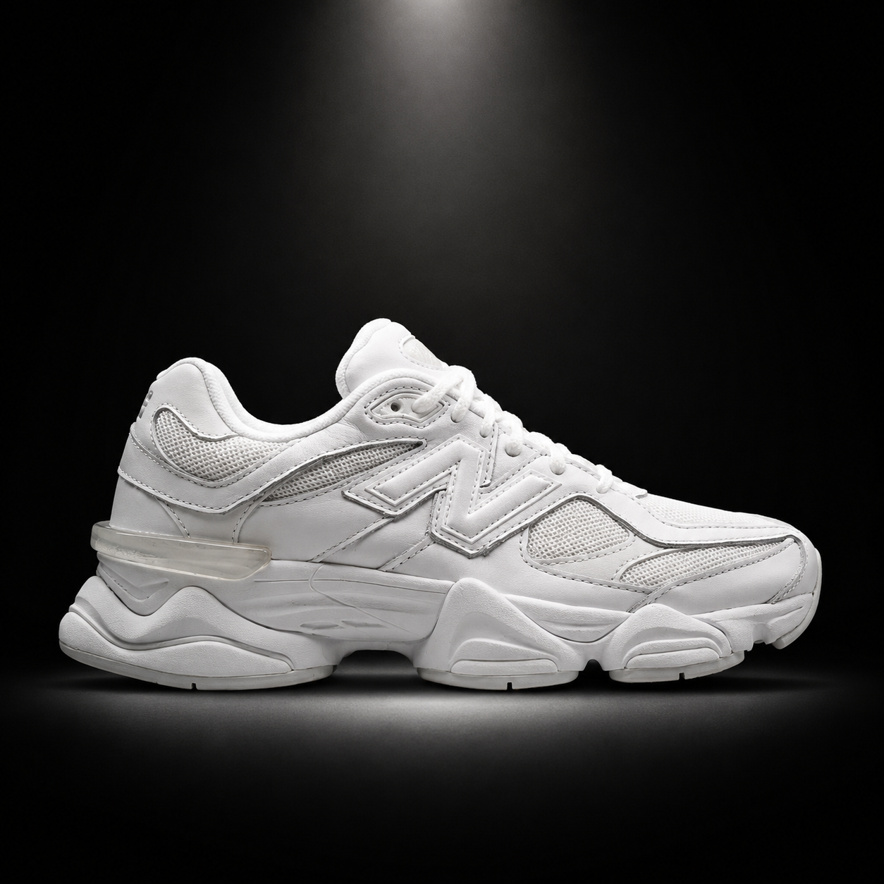 New Balance 9060 White, vista lateral — Crazy!Duck Hype