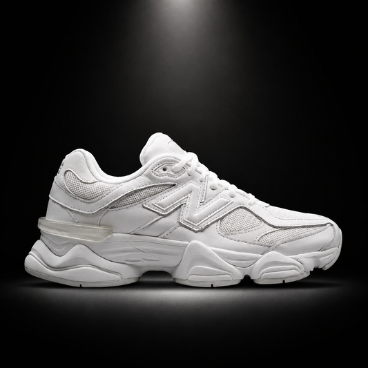 New Balance 9060 White, vista lateral — Crazy!Duck Hype