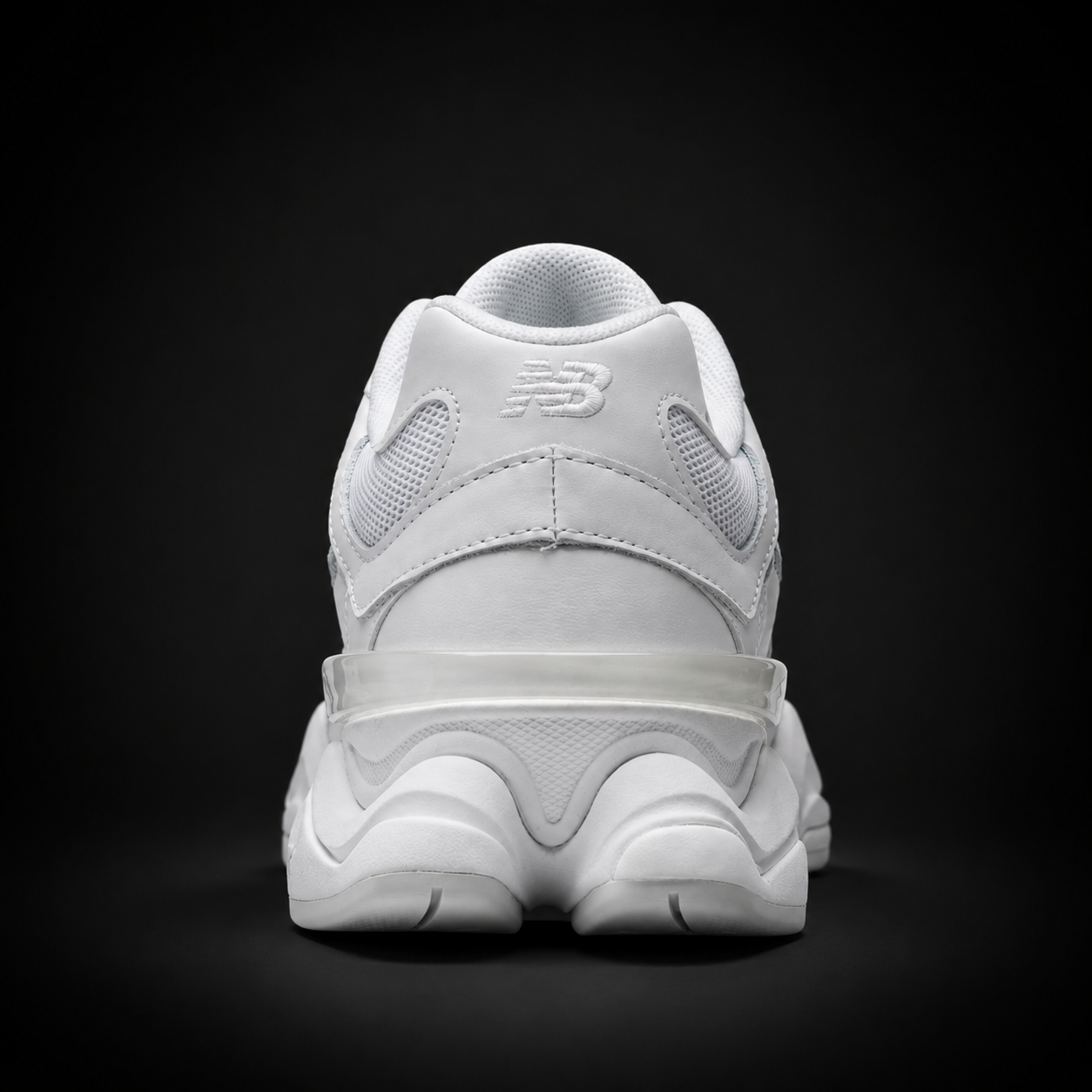 New Balance 9060 White, vista trasera — Crazy!Duck Hype