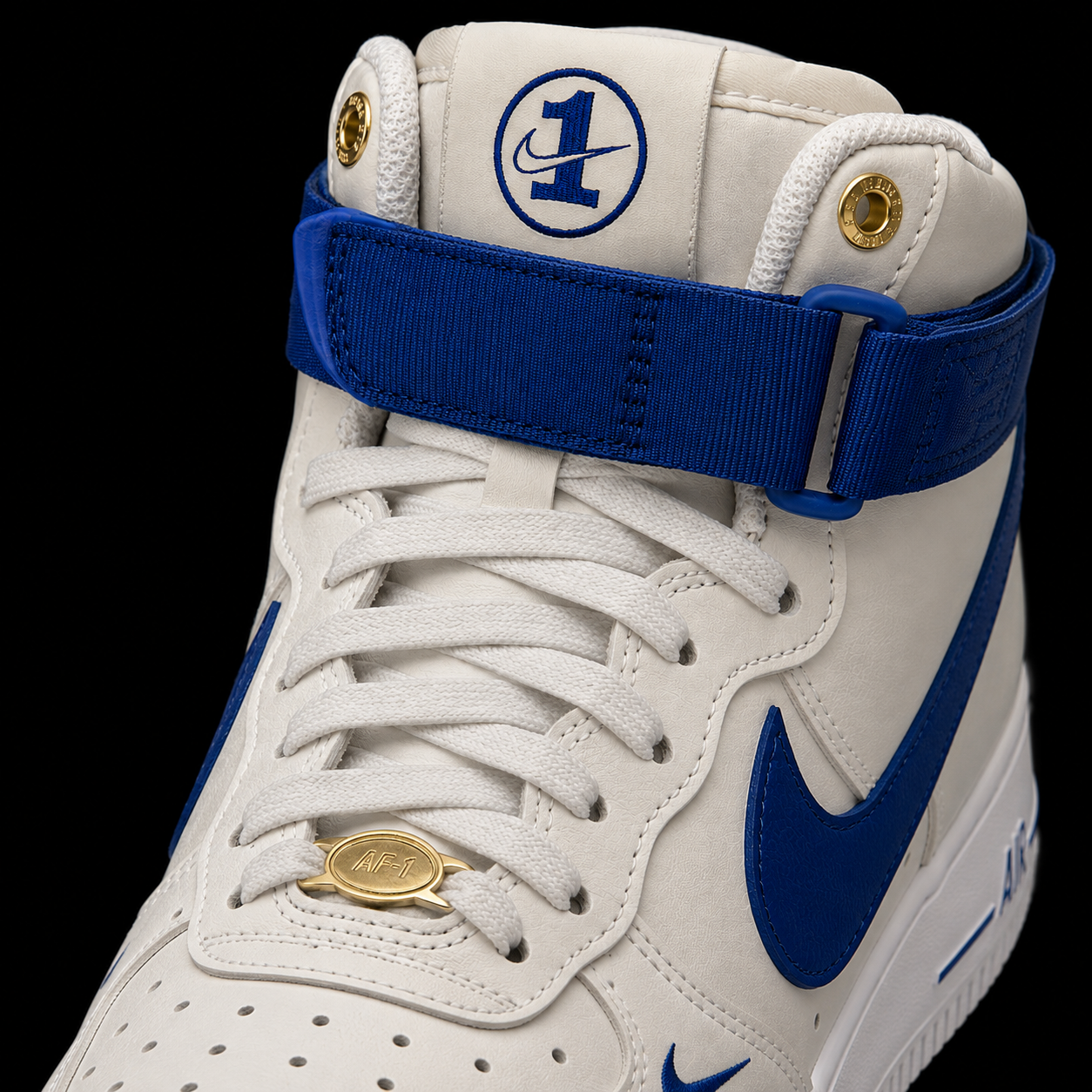 Nike Air Force 1 High '07 40th Aniversary Sail, detalle de agujetas — Crazy!Duck Hype
