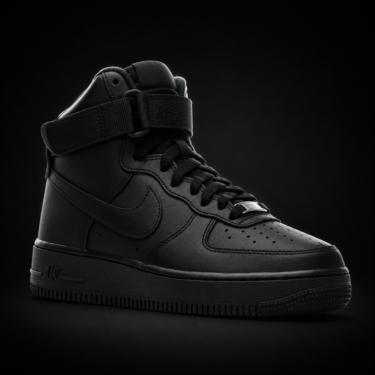 Nike Air Force 1 High '07 Black, vista frontal — Crazy!Duck Hype
