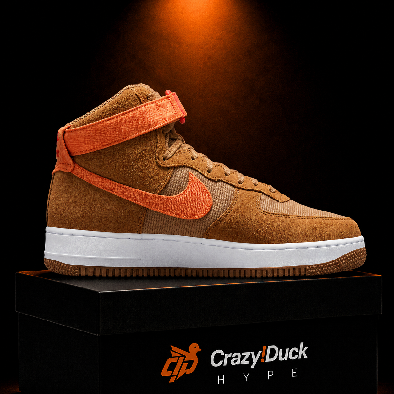 Nike Air Force 1 High '07 Dark Driftwood/Hot Curry con empaque — Crazy!Duck Hype
