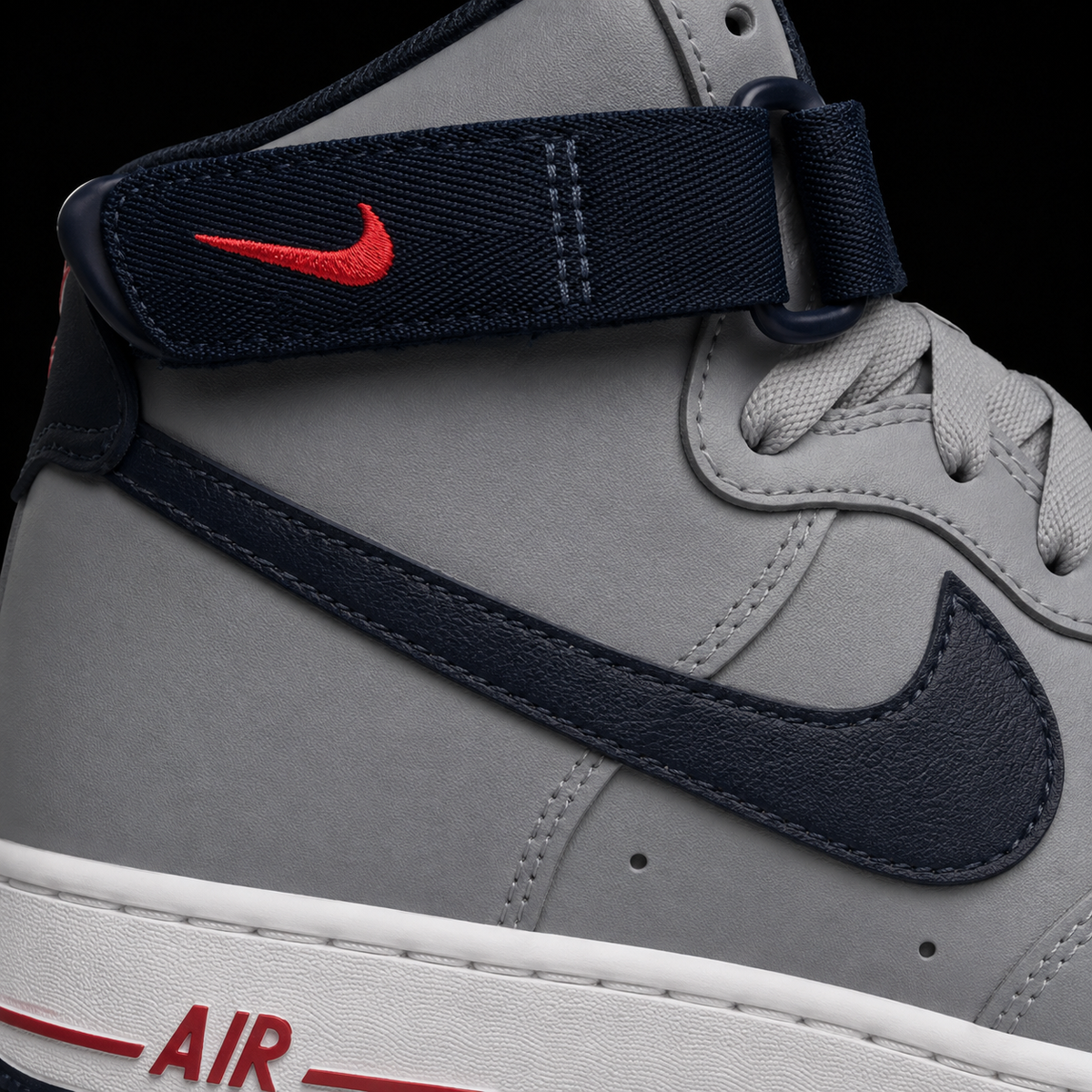 Nike Air Force 1 High '07 Patriots, detalle de logo y material — Crazy!Duck Hype