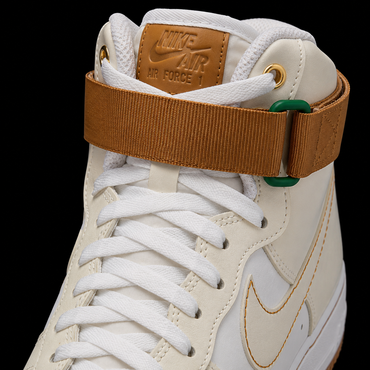 Nike Air Force 1 High '07 Phantom White Elemental Gold, detalle de agujetas — Crazy!Duck Hype