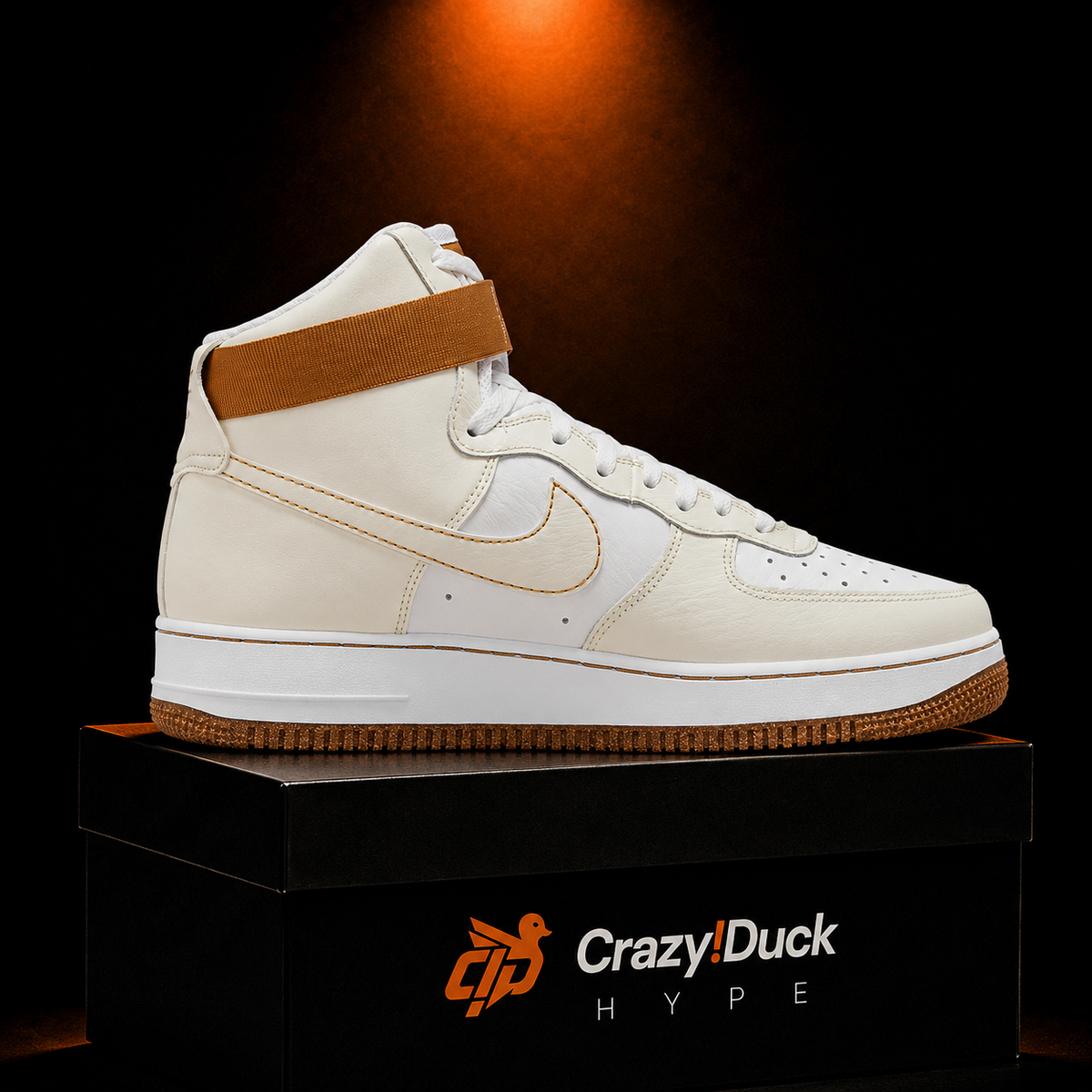 Nike Air Force 1 High '07 Phantom White Elemental Gold con empaque — Crazy!Duck Hype