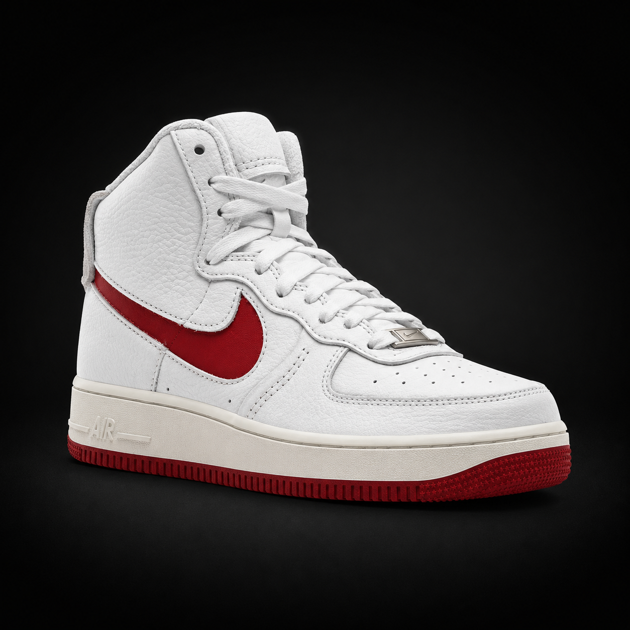 Nike Air Force 1 High '07 Summit White Gym Red, vista frontal — Crazy!Duck Hype