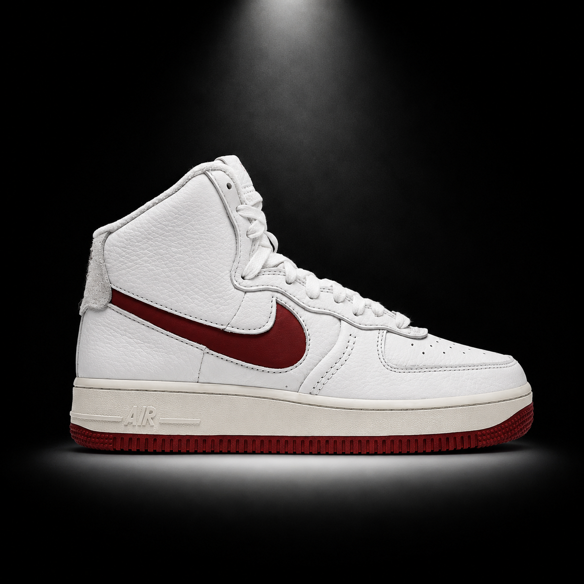 Nike Air Force 1 High '07 Summit White Gym Red, vista lateral — Crazy!Duck Hype