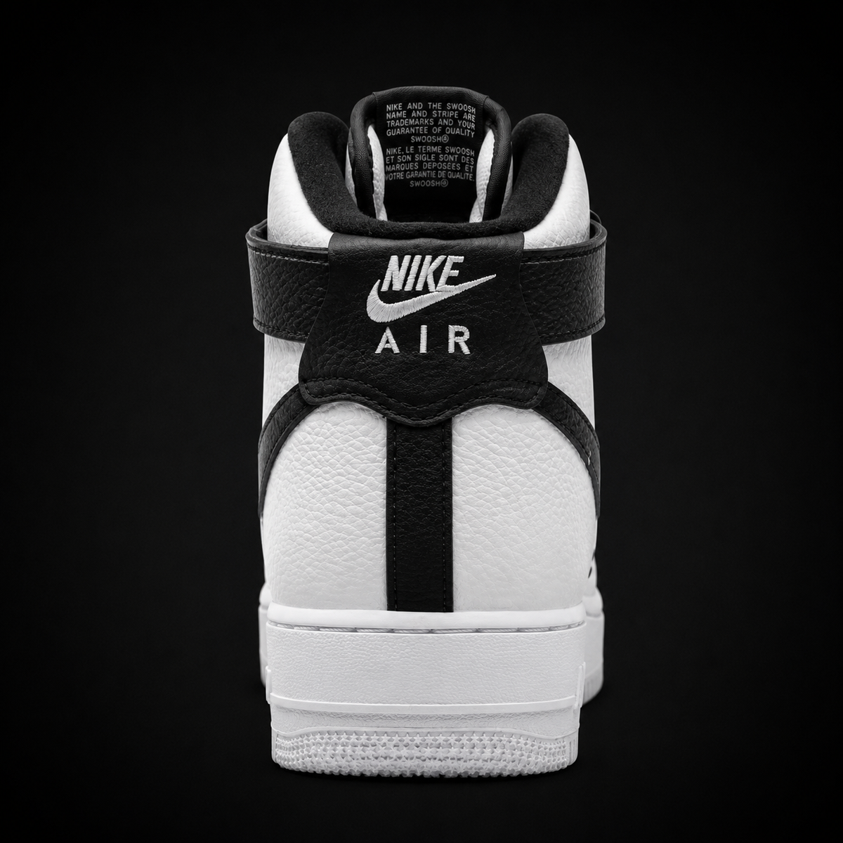 Nike Air Force 1 High '07 White Black, vista trasera — Crazy!Duck Hype