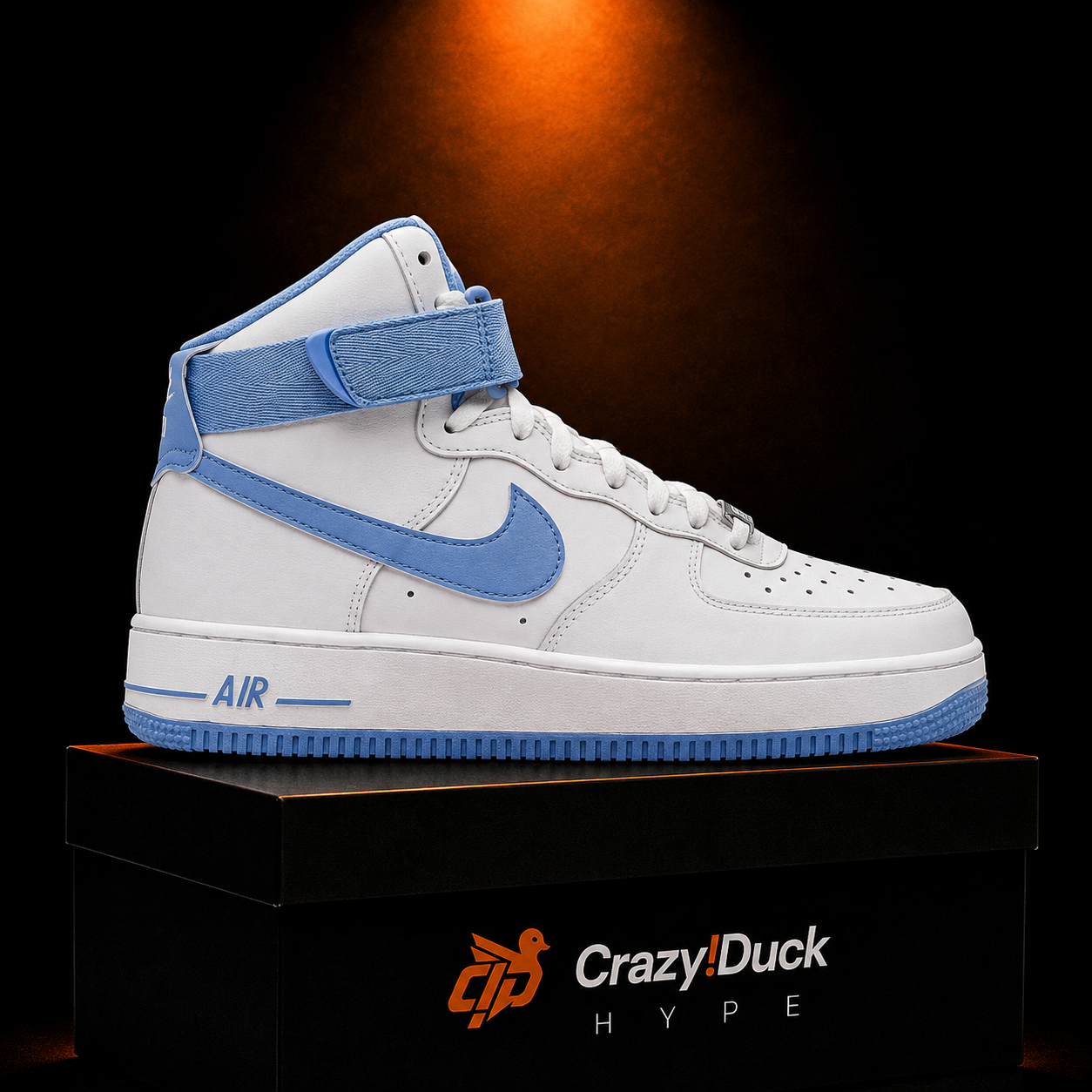 Nike Air Force 1 High '07 White University Blue Sail con empaque — Crazy!Duck Hype