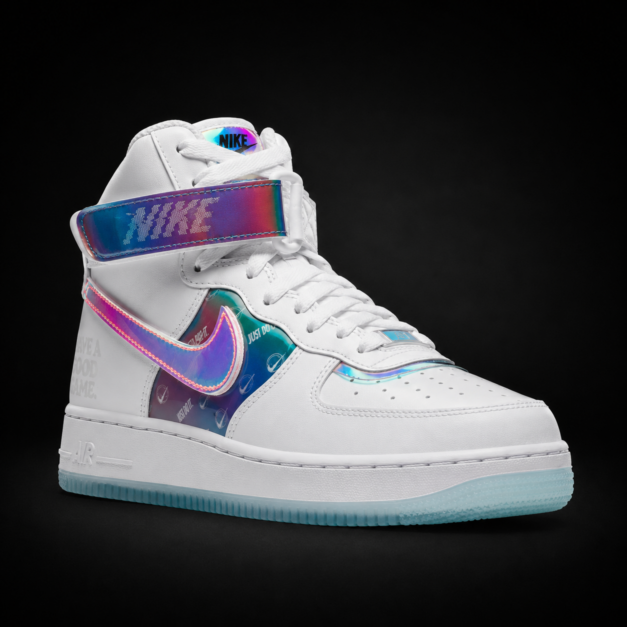 Nike Air Force 1 High Emotionally Unavailable, vista frontal — Crazy!Duck Hype