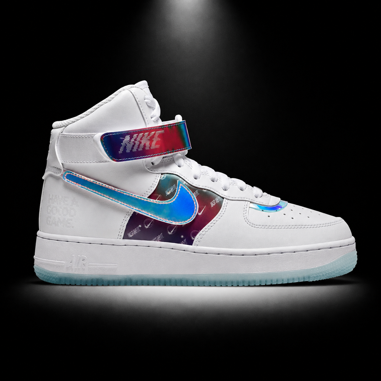 Nike Air Force 1 High Emotionally Unavailable, vista lateral — Crazy!Duck Hype