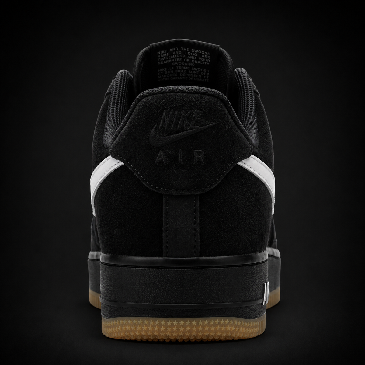 Nike Air Force 1 Low '07 Black Gum Light Brown, vista trasera — Crazy!Duck Hype