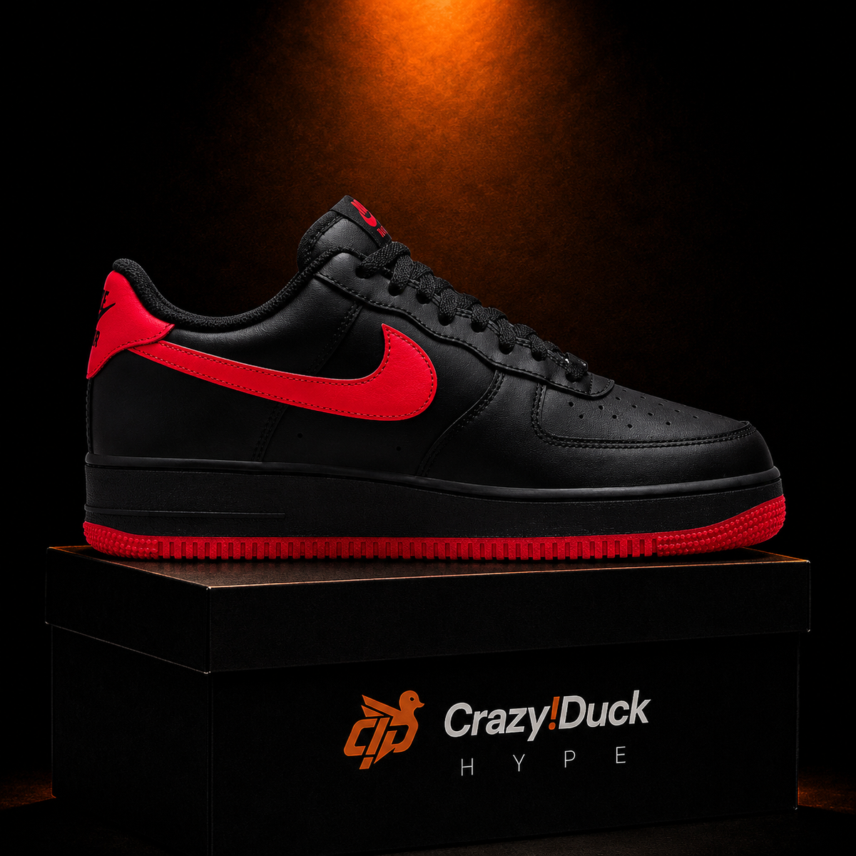 Nike Air Force 1 Low '07 Black University Red con empaque — Crazy!Duck Hype