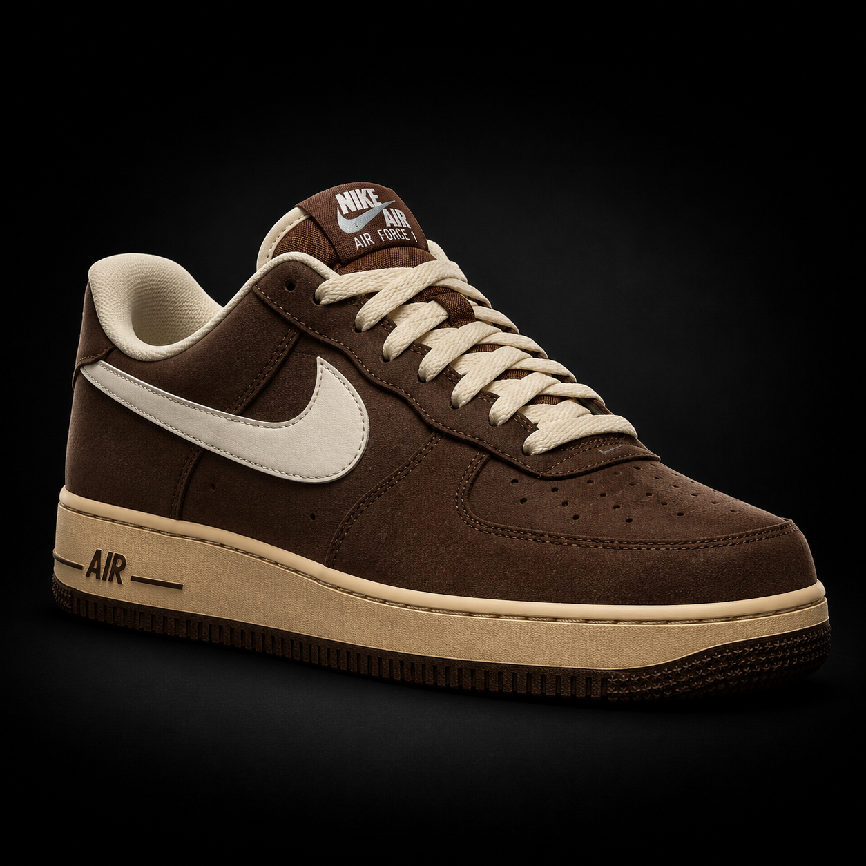 Nike Air Force 1 Low '07 Cacao Wow Coconut Milk, vista frontal — Crazy!Duck Hype