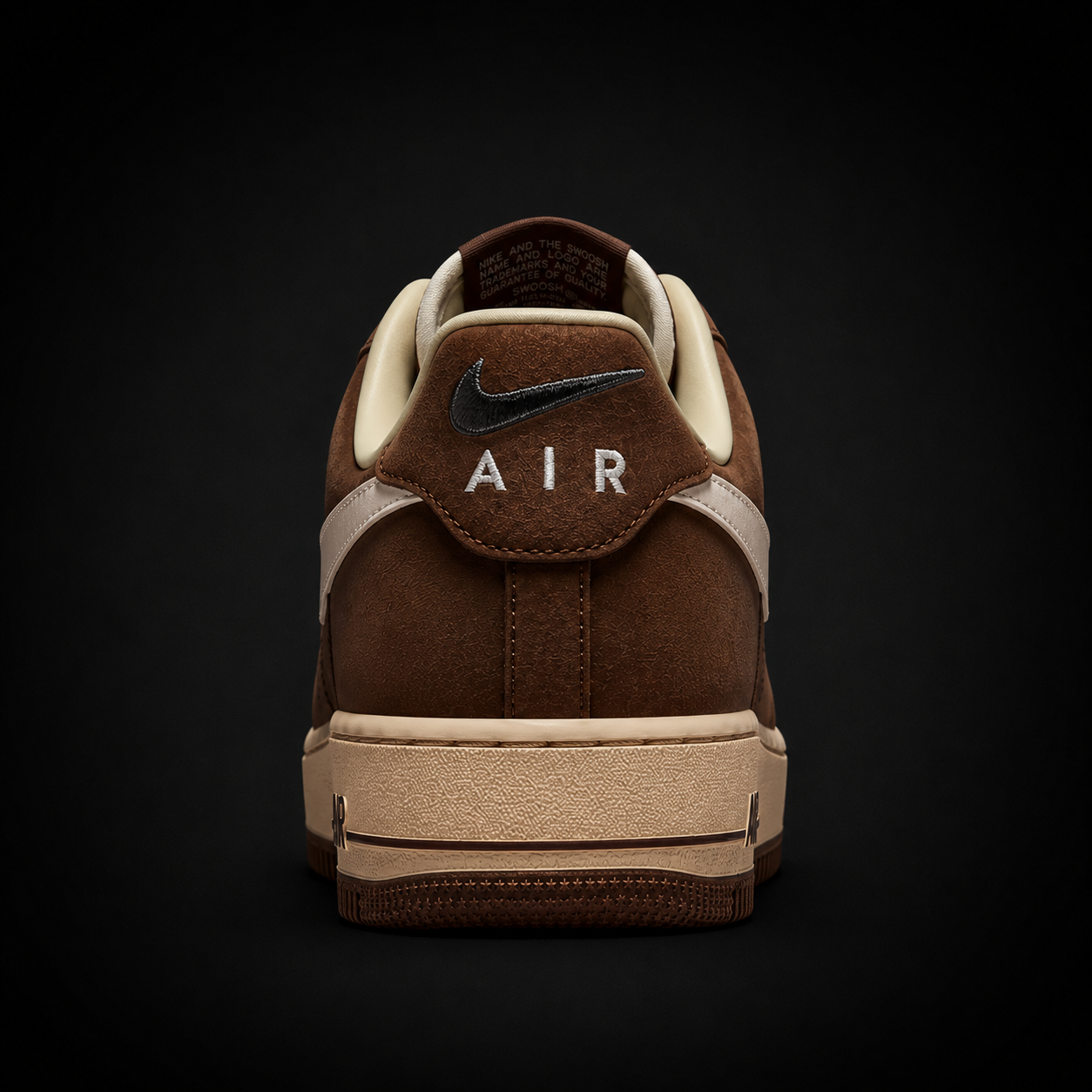 Nike Air Force 1 Low '07 Cacao Wow Coconut Milk, vista trasera — Crazy!Duck Hype