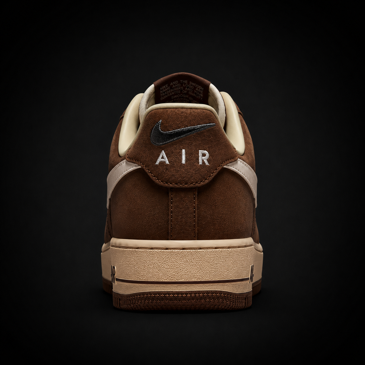 Nike Air Force 1 Low '07 Cacao Wow Coconut Milk, vista trasera — Crazy!Duck Hype