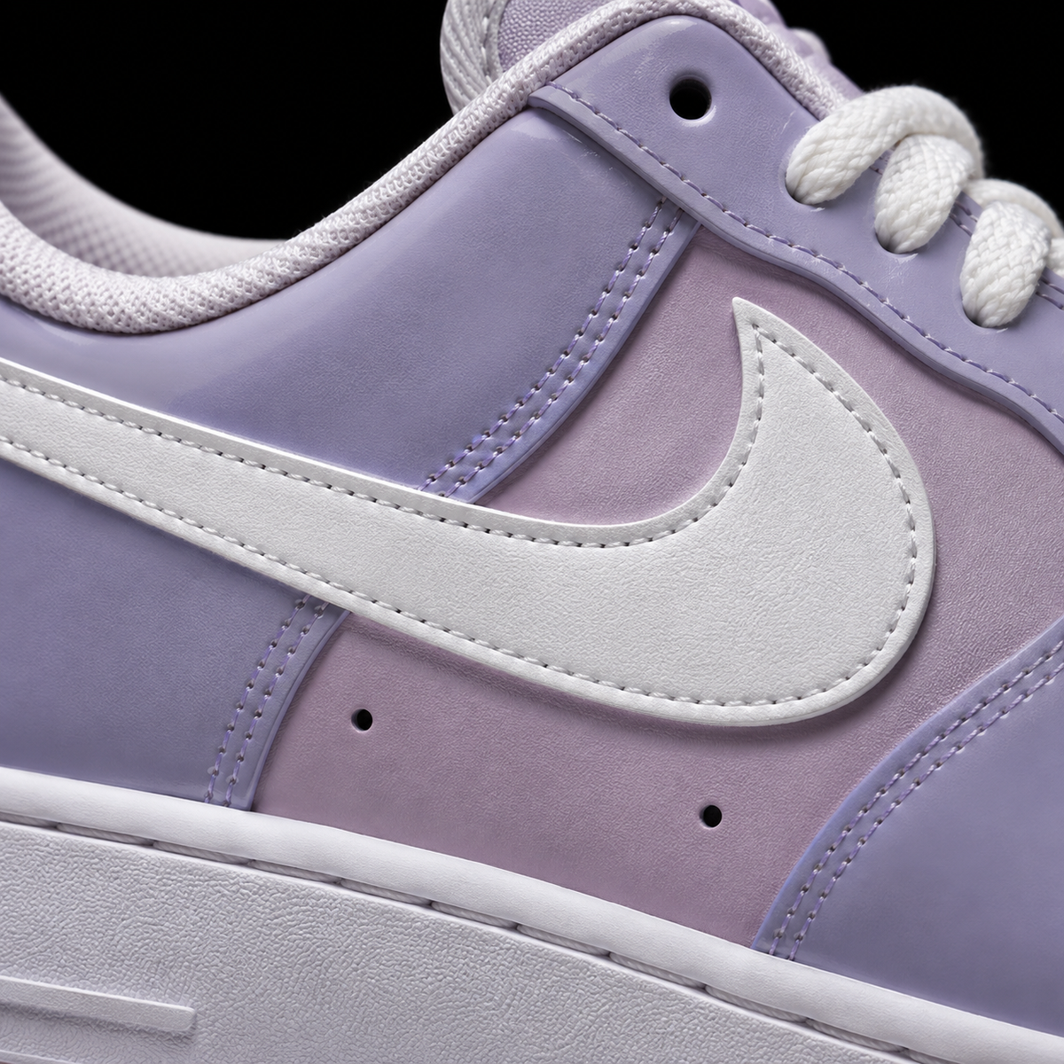 Nike Air Force 1 Low '07 Hydrangeas White/Doll, detalle de logo y material — Crazy!Duck Hype