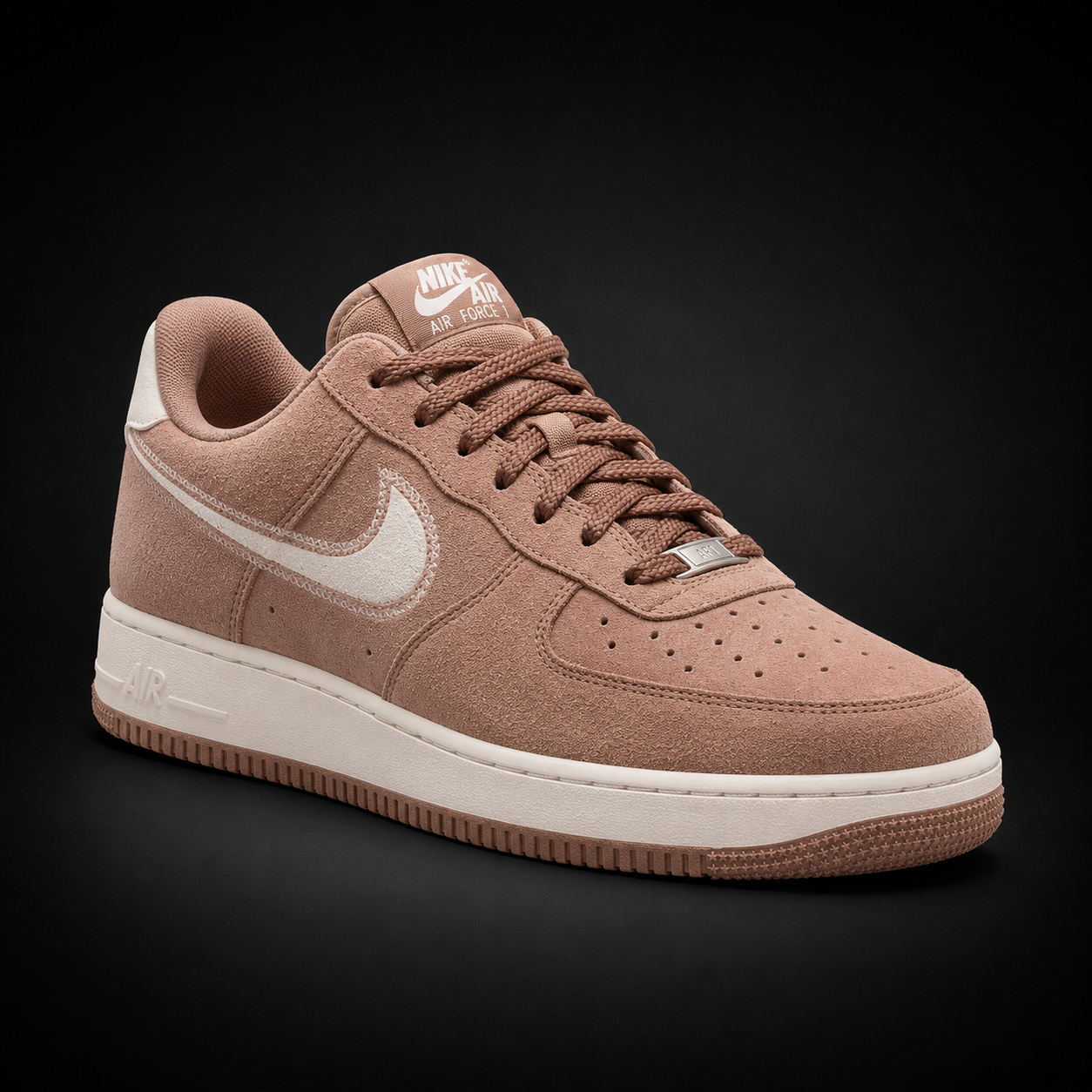 Nike Air Force 1 Low '07 Mink Brown Sail, vista frontal — Crazy!Duck Hype
