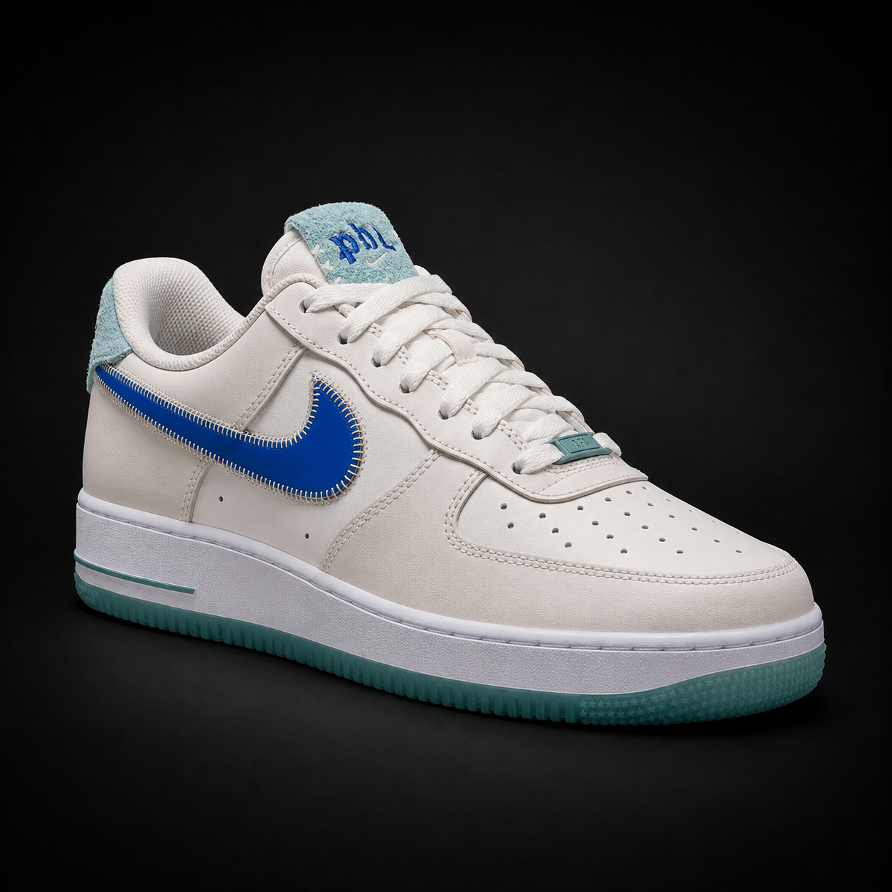 Nike Air Force 1 Low '07 Philadelphia, vista frontal — Crazy!Duck Hype